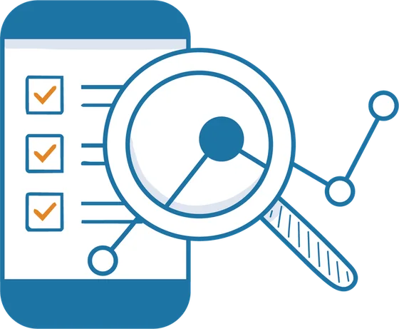 Illustration of a phone survey being analysed